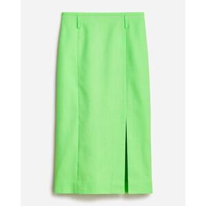 NWT J Crew Stretch Linen Blend Pencil Skirt Bright Green Bold Preppy Size 14